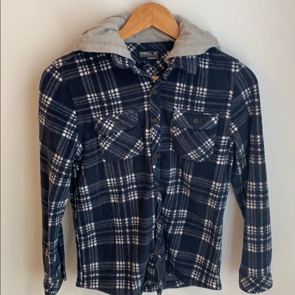 O’Neill flannel with cotton hoodie great for fall!